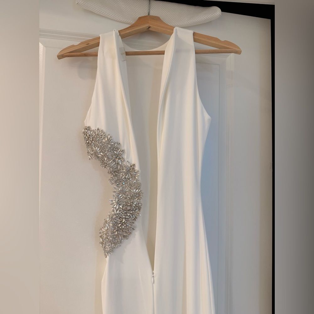 NEW BRONX AND BANCO Camila White Rhinestone Cutout Maxi Dress,  Evening Gown, S - Picture 13 of 14